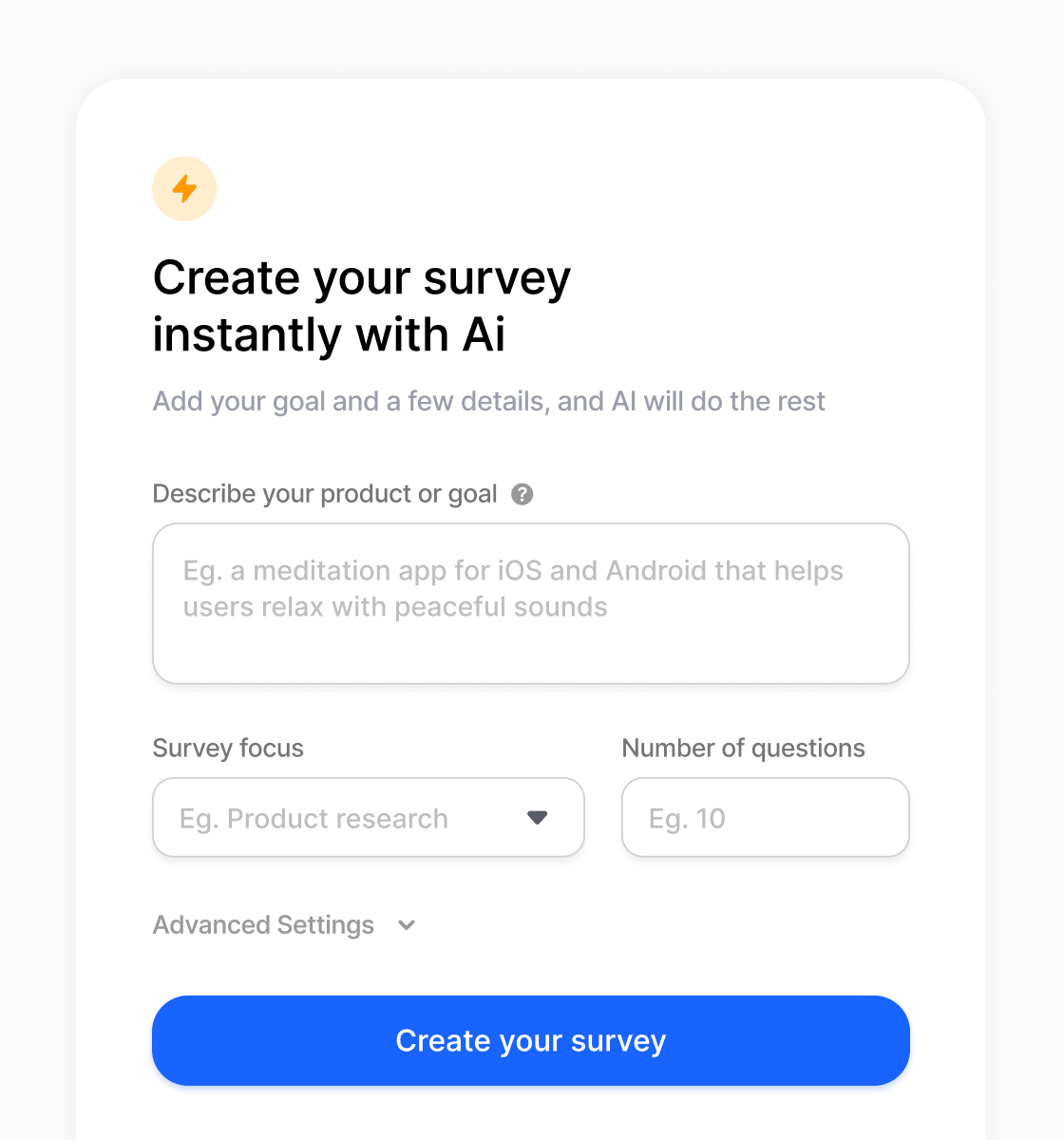 Turn an idea into a survey with AI